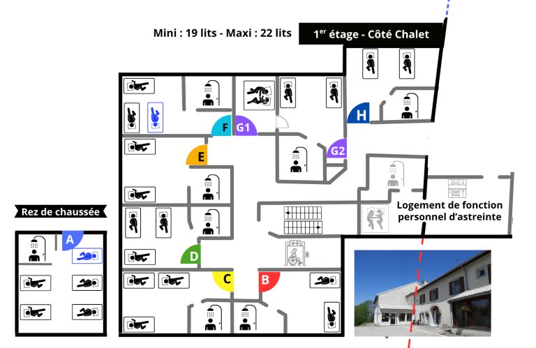 Plan chambres côté chalet